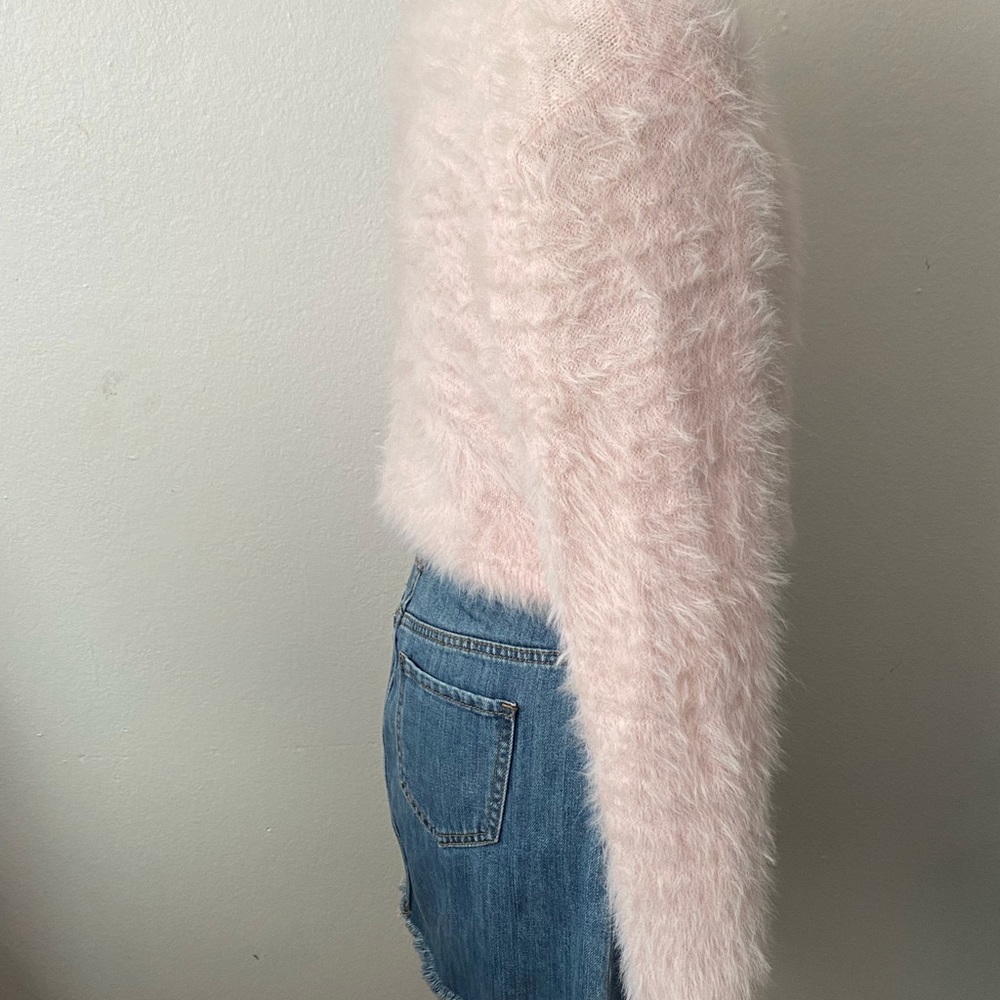 Kendall & Kylie Ultra Soft and Cozy High Crewneck Pale Pink Eyelash Sweater - Picture 7 of 10